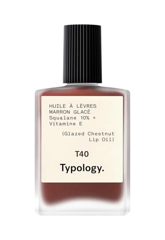 Typology T40 Glazed Chestnut Lip Oil, Moisturizing with 10% Squalane and Vitamin E